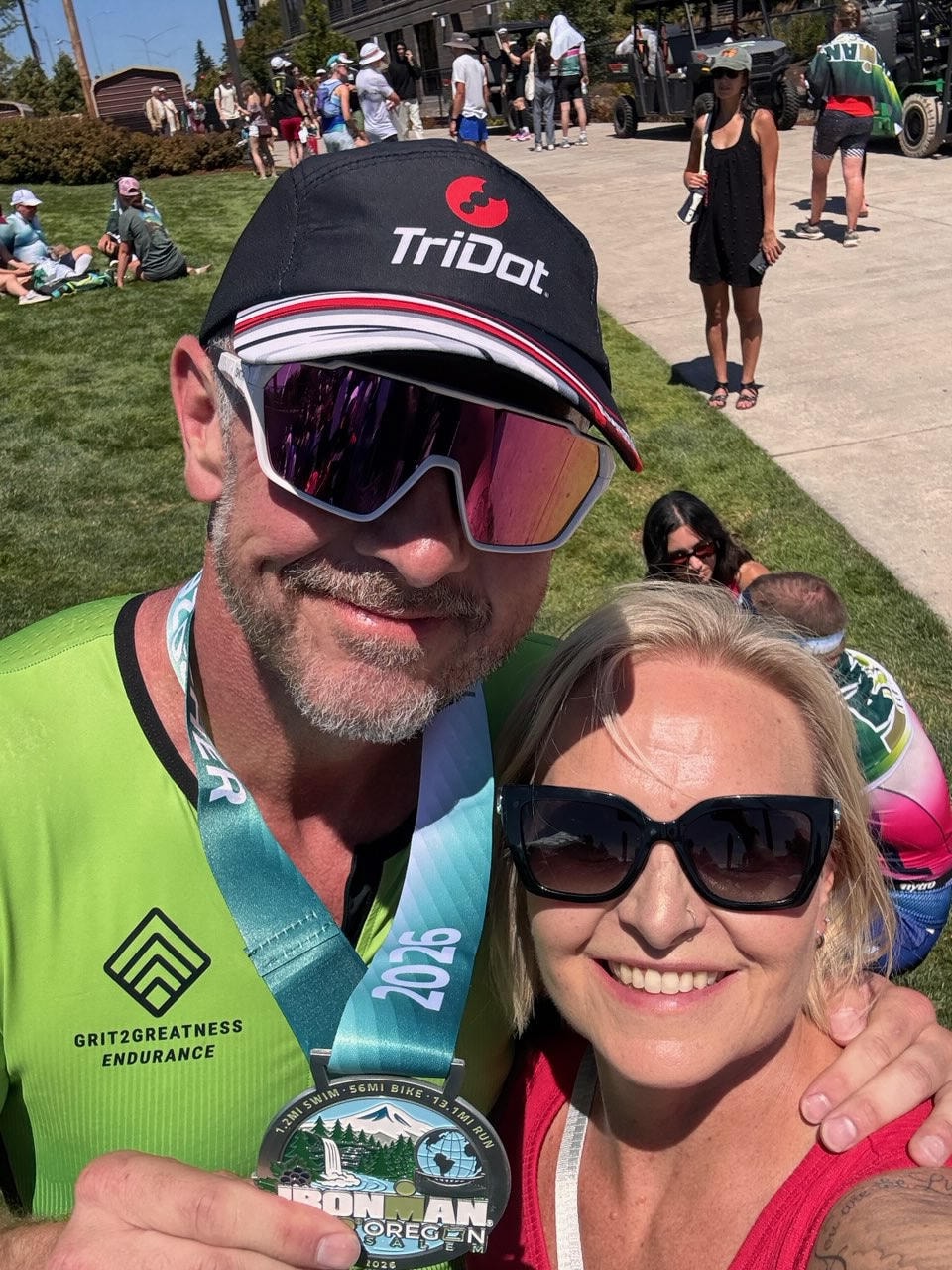 Chris with IRONMAN Oregon Salem 2026 finisher medal